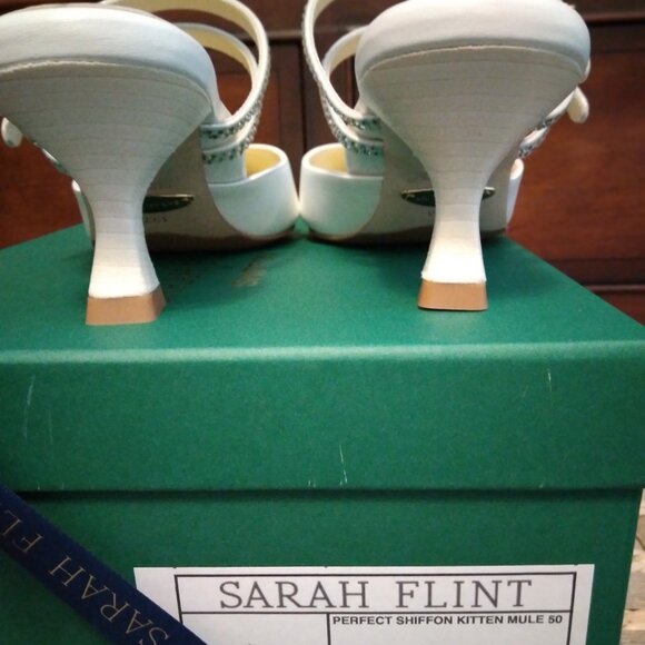 Sarah Flint Perfect Shiffon Kitten Mule 50 NIB White Calf Size 6.5 - Picture 4 of 4